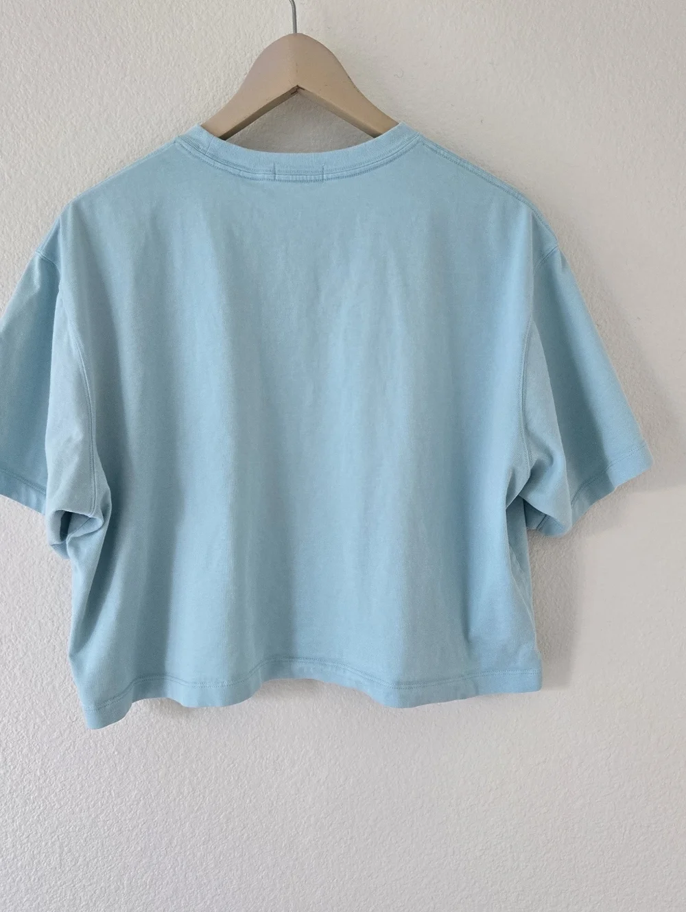 Uniqlo AIRism Cotton Cropped Boxy Oversized T-Shirt Womens Size Large Blue - Picture 5 of 12